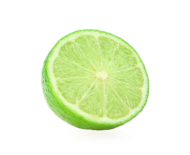 Green lemon on white background