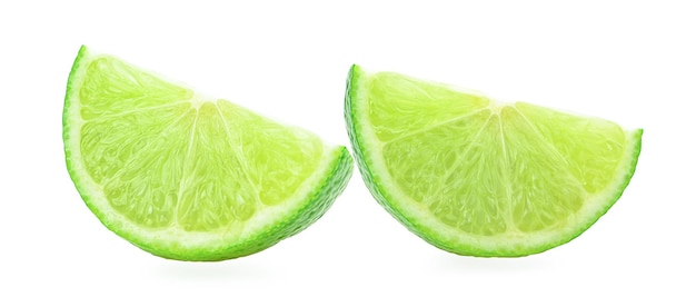 Green lemon on white background