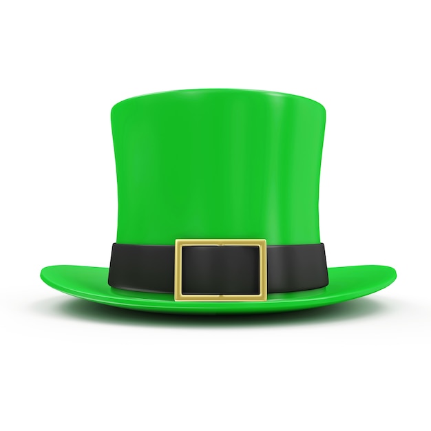 Зеленая шляпа лепрекона для традиционного ирландского праздника День Святого Патрика, изолированные на белом