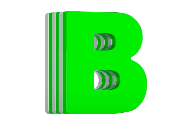 Green Letter B layered font 3D rendering