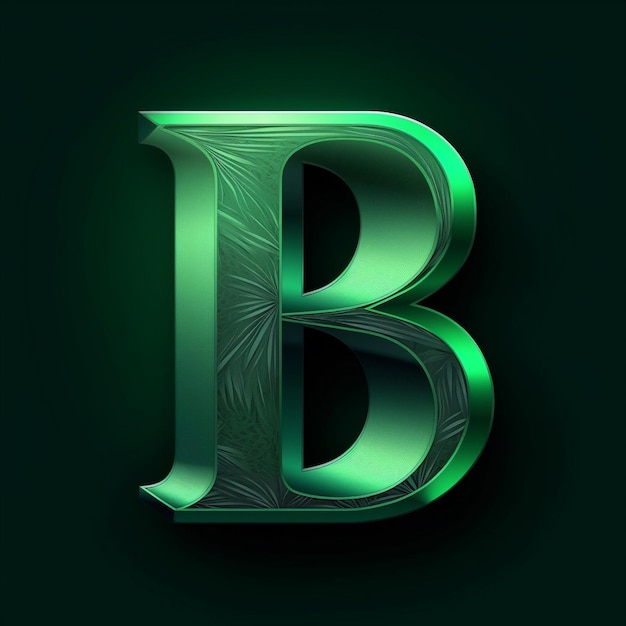 a green letter b that is on a black background.