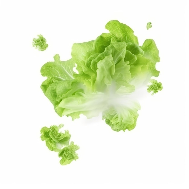 A green lettuce falling into the air