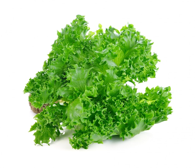 Зеленый салат на белом фоне