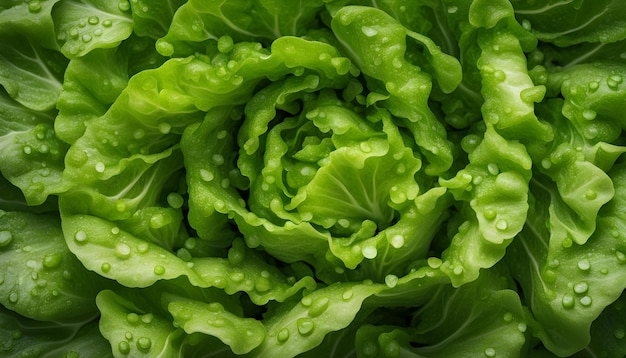 a green lettuce with water drops on it