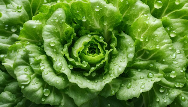 a green lettuce with water drops on it