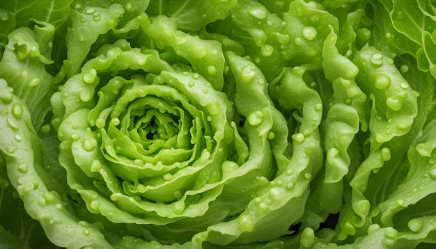 a green lettuce with water drops on it