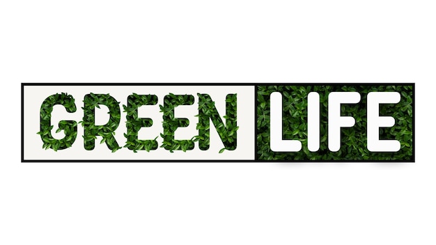 Green life tekst gemaakt van gras en wat effect