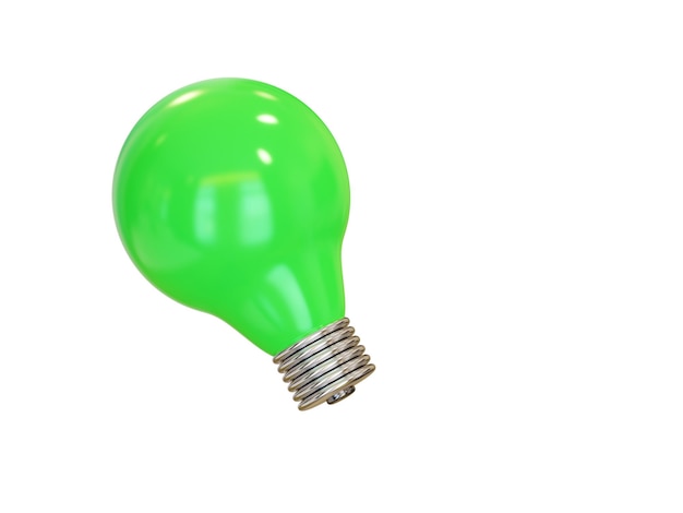 Green light bulb 3d render