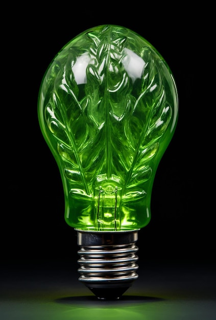 Зелёная лампочка в концепции экологии, созданная ИИ