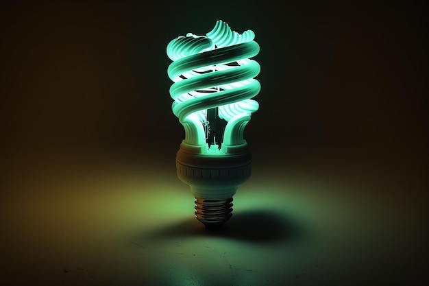 Зеленая лампочка со словом энергия на ней