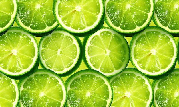 Green lime circles fresh fruits summer background