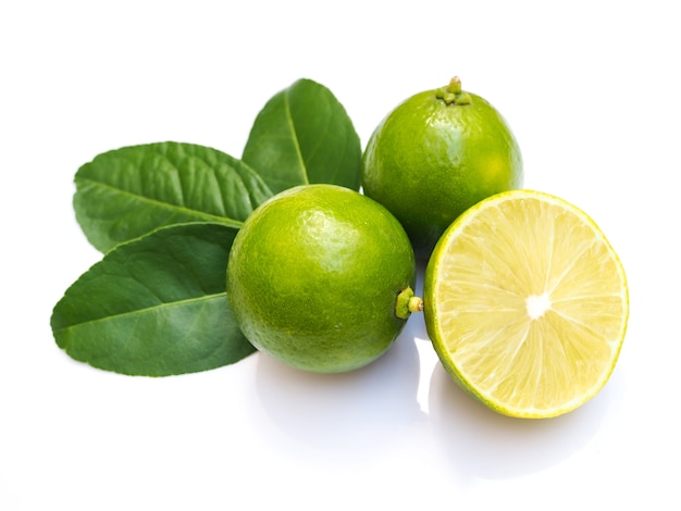 Green lime citrus fruit isolated