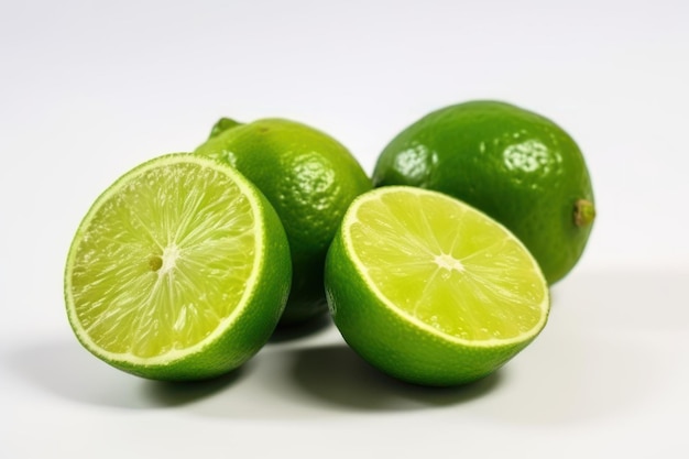 Green lime with cut in half and slices