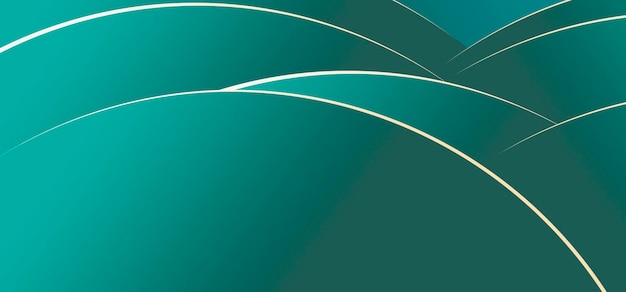 Green lines in the form of hills are magic stylish modern texture for a bluegreen banner with gold