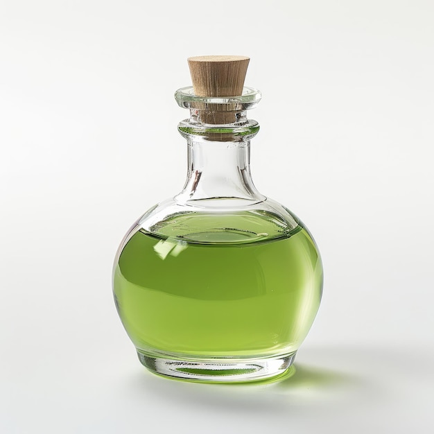Green Liquid Bottle With Wooden Stopper