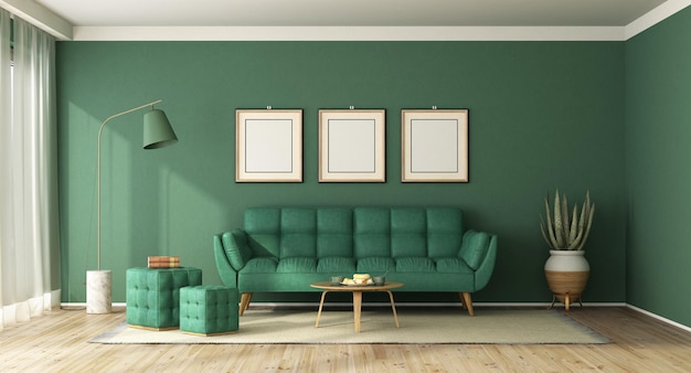 Premium Photo | Green living room with fashion sofa