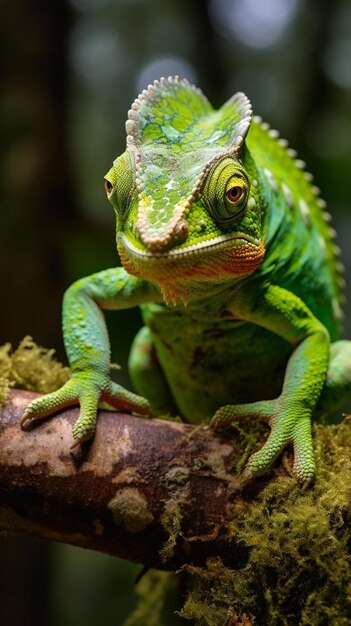 a green lizard with a green head and a green head