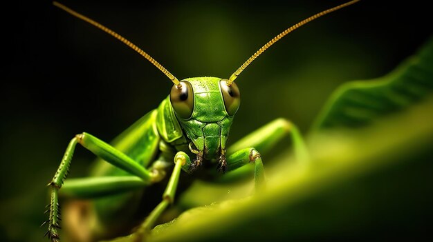 Photo green locust on leaf beautiful locust high contrast