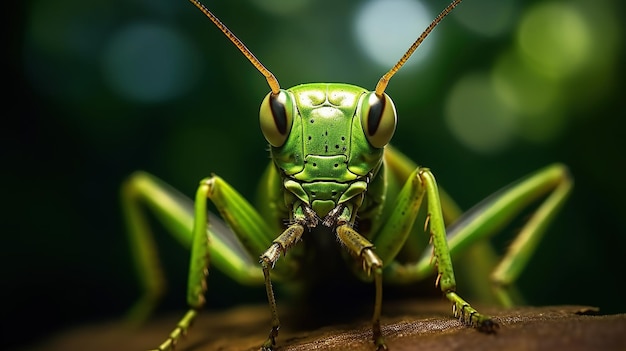 Green locust on Leaf Beautiful locust high contrast