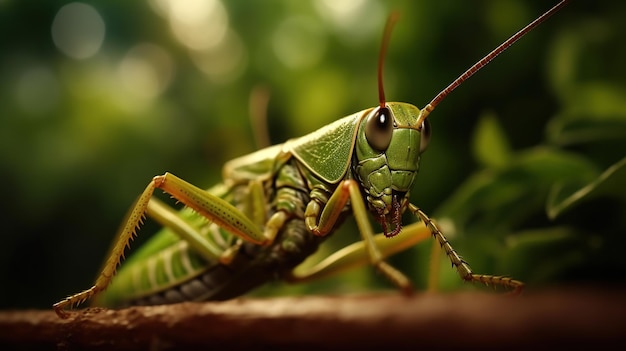 Green locust on Leaf Beautiful locust high contrast