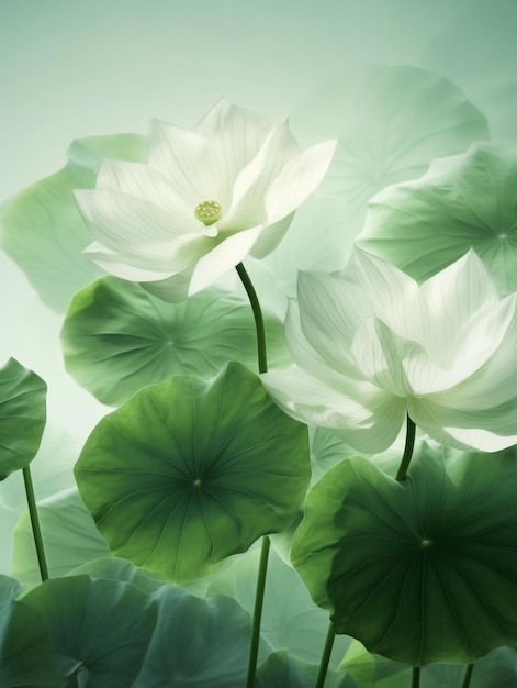 A green lotus flower with the green background