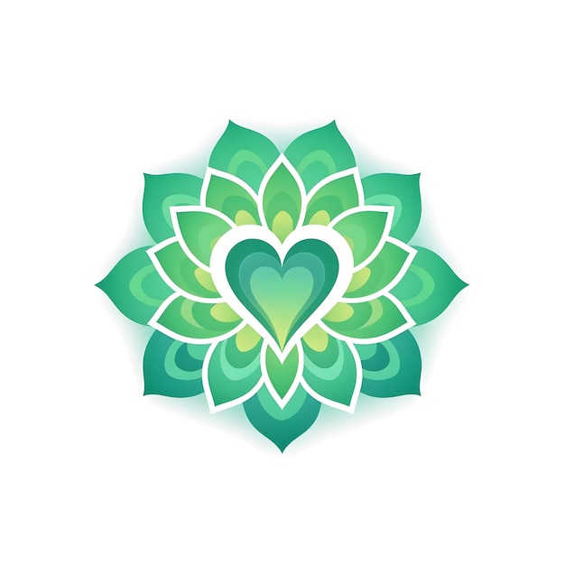 Foto fiore di loto verde con un cuore al centro.