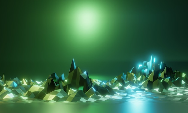 Green low polygon topographic terrain