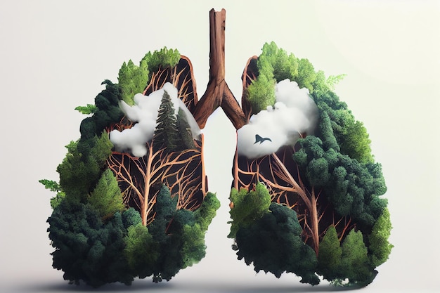 Green Lung-illustratie voor een betere wereld, niet-roken, betere gezondheidswereld