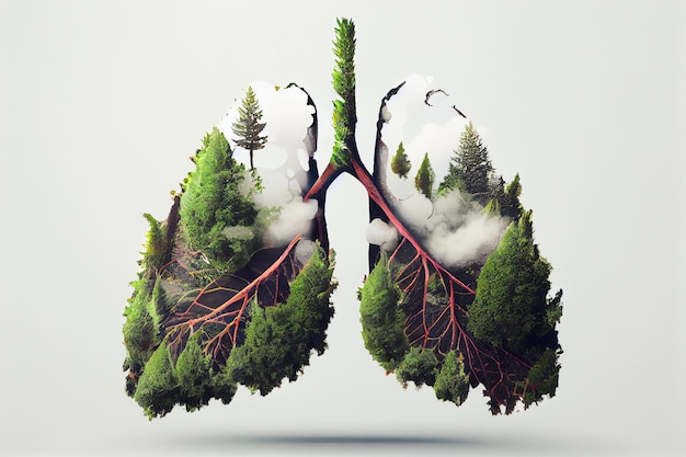 Green Lung-illustratie voor een betere wereld, niet-roken, betere gezondheidswereld