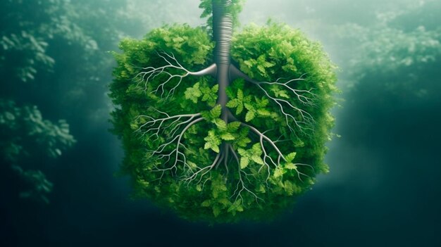Foto green lung-illustratie voor een betere world generative ai