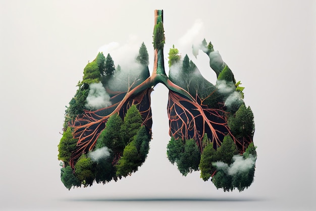 Green Lung illustration for a better World non smoking better health world