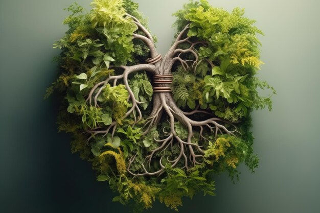 A green lung is made of plants with tree roots in it