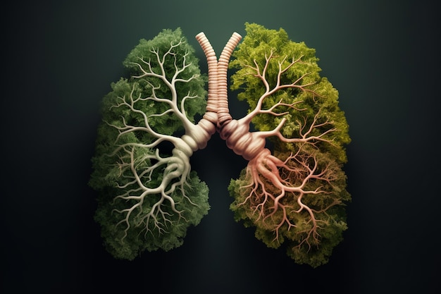 green lung with air pollution city background AI Generative