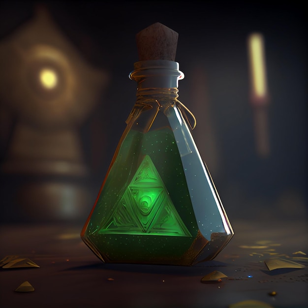 Green magic potion 3d illustration