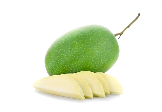 Green mango isolate on white background