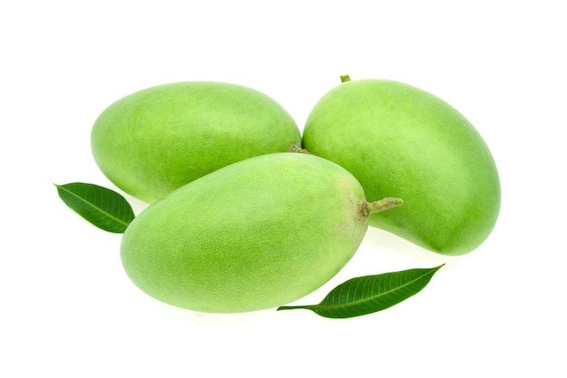 Green mango isolated on white background