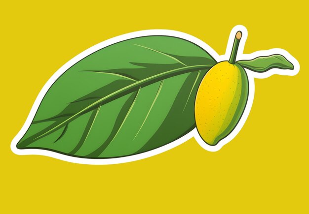 Photo green mango sticker on white