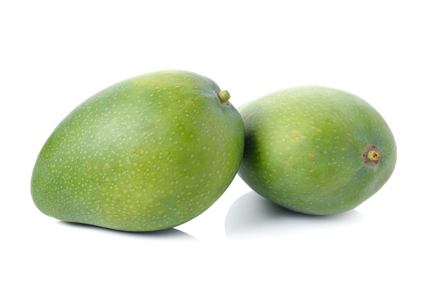 Green mango on white space