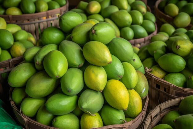 Green mangoes basket Generate Ai
