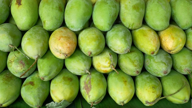 Green Mangoes Neatly Arranged