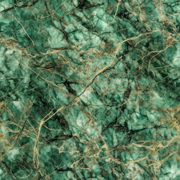 緑の大理石の表面基礎特徴的な角礫岩大理石タイル、セラミックの仕切りと床用シームレス パターン AI 生成