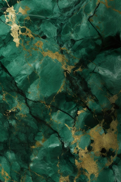 Premium AI Image | Green marble wallpaper that is green and gold.