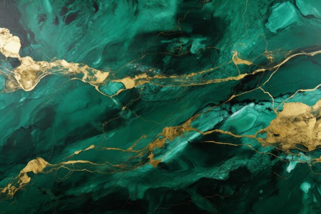 緑色の大理石と金色の静脈