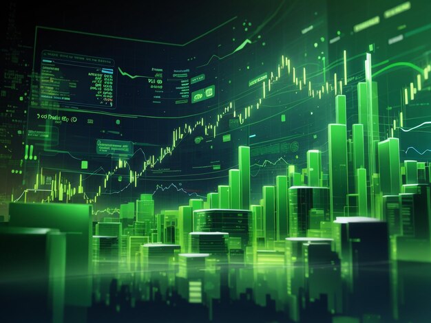 Green Market Surge Background Illustration of Stock Market Growth