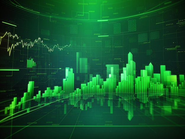 Green Market Surge Background Illustration of Stock Market Growth