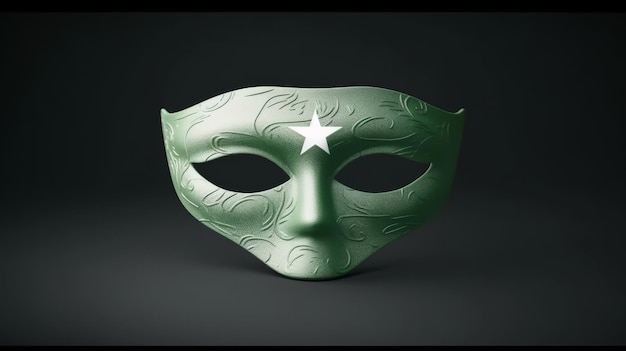 Green Mask With White Stars