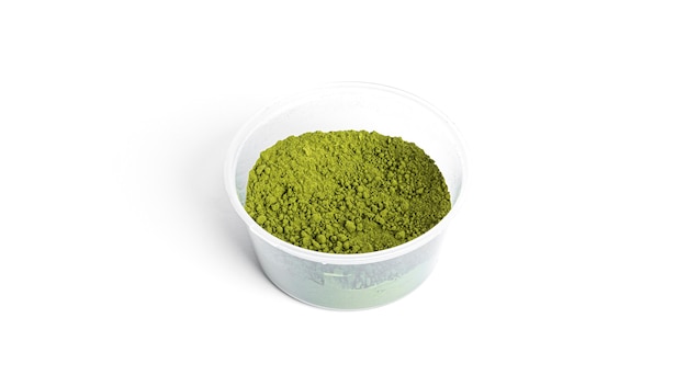 Green matcha powdered tea isolated.