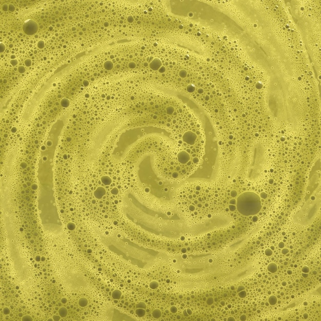 Green Matcha Tea Texture With Bubbles And Foam