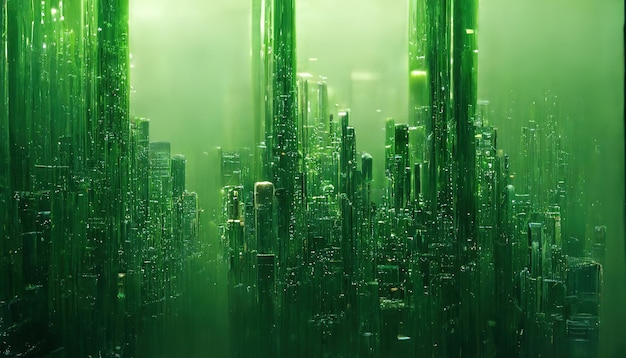 Green matrix background Ai generated