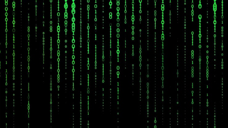 Photo green matrix background stream of binary code falling numbers on dark backdrop digital computer code coding and hacking 3d rendering